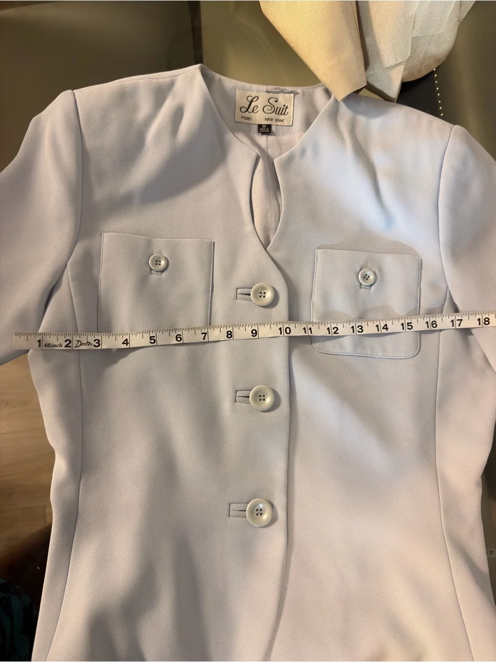 Le Suit Light Blue Two-Piece Skirt Suit